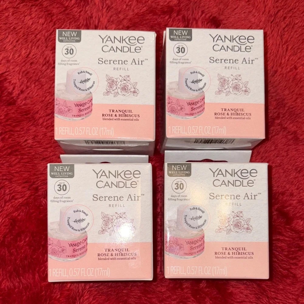 Set of 4 Yankee Candle Serene Air Refill- Tranquil Rose & Hibiscus